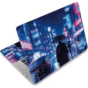 PLIGREAT Laptop Skin Sticker Decals Fits 12" 13" 13.3" 14" 15 inch Laptop Neon City Pattern Universal Removable Waterproof Notebook Art Sticker Protector Netbook PC Cover Decals