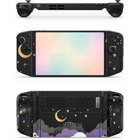 ZOOMHITSKINS Gaming Skin Compatible with Lenovo Legion Skin, Cloud Moon Gold Sky Star Pastel Galaxy Lunar Moonlight Daydream, 3M Vinyl Decal Sticker Wrap, Made in The USA