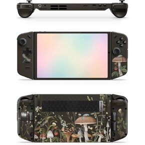 Zoomhitskins Gaming Skin متوافق مع جلد Lenovo Legion ، والفطر الأخضر الأسود Forest Wild Flowers Grass Botanical Cute ، ملصق ملصق فينيل 3M ، مصنوع في الولايات المتحدة الأمريكية