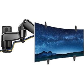 F150FP 2-7kg 75x75 100x100 Aluminum Gas Spring 360 Rotate tv Wall Bracket Dual arm 17"-27" LCD Monitor Stand Mount no Hole(Black)