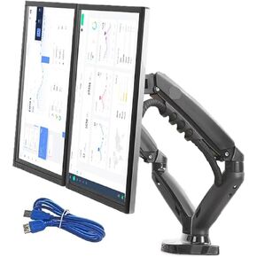 Dual Monitor Holder Full Motion Dual Arm Monitor Support 17-30 Inch Monitor Mount Bracket Load 2-9 Kgs Each(with 2xUSB2.0)