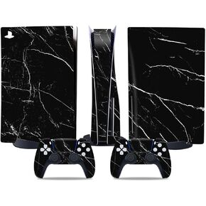 Skin Sticker for PS5 Disc Edition, Protective Vinyl Decal Full Cover Wrap for Console and Controllers (Black)