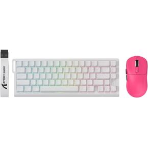 ATTACK SHARK X68PRO HE Mechanical Wireless Gaming Keyboard and X3 Mouse Combo,Magnetic Switch,8K Polling Rate,Hall Effect,Rapid Trigger,PAW3395 Optical Sensor,26K DPI,Lightweight-White&Berry Red