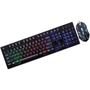 NUOBESTY 1Set Wired USB Gaming Keyboard and Mouse Set Ergonomic Mechanical Feel with RGB Backlighting Suspension Keyboard Mouse Kit for Laptop and Gamer Accessories