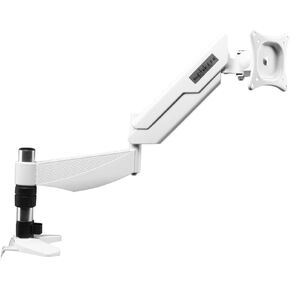 10-27" Full Rotation Desktop Monitor Holder Gas Spring Arm TV Mount Lifting Bracket Loading 1.5-10kgs White Black(White)