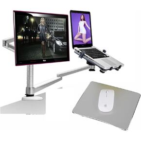 OA-7X Multimedia Desktop Dual Arm 27inch LCD Monior Holder+ Laptop Holder Stand Table Full Motion Dual Monitor Mount Arm Stand(OA-7X)