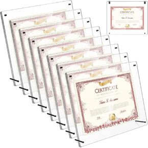 Thyle 8 Pcs Acrylic Desktop Picture Frame 8.5 x 11 Inch Acrylic Photo Frame Brackets or Hanging Display Picture Frames Wall Mount Floating and Desktop Photo Frame Photography Decorative Poster Frame in Kuwait