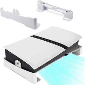 PS5 Pro Horizontal Stand with Anti-Slip Cooling Base, Space-Saving Dual Mode Base for PS5 Slim & Pro Console Disc & Digital Edition, Stabilized Stand Exclusive for Gaming Room Setup, White