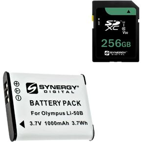 Synergy Digital Accessory Kit, Compatible with Ricoh GR IIIx Digital Camera Includes: KSD256GB Memory Card, SDLI50B Battery