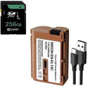 Synergy Digital Accessory Kit, Compatible with Nikon Z7 II Digital Camera Includes: KSD256GB Memory Card, SDENEL15C Battery
