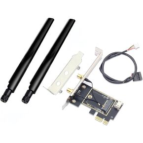 Teday M.2 to PCI Express Wireless Adapter Converter with 2X Antenna NGFF M.2 WiFi Bluetooth Card for Intel AX210 AX200 9260 8265 8260 BCM94352Z DW1560