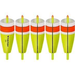 THKFISH Fishing Bobbers Slotted, Weighted Fishing Floats, Bobbers for Fishing Whith Glow Sticks, Fishing Corks, Fishing Bobbers Floats for Bluegill Panfish Trout Catfish Bass, 5PCS,3in,4in,5in
