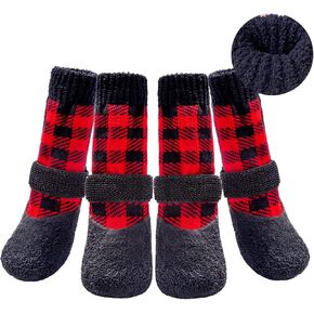 BINGPET Anti-Slip Dog Socks, Waterproof Paw Protectors with Reflective Straps, Dog Boots for Hot Pavement for All Season, Dog Shoes with Traction Control for Indoor & Outdoor Wear, 4pcs