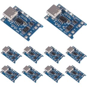 10-Pack TP4056 Charger Module - Type-C USB 5V 1A 18650 Lithium Battery Charging Board with Overcharge/Over-Discharge Protection for DIY Power Banks/Solar Devices/Portable Electronics​