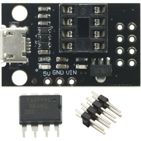 1Pcs Pluggable Development Board with 1PCS TINY85-20PU DIP IC for ATTINY85-20PU ATtiny13A/ATtiny25/ATtiny45/ATtiny85 Programming Editor Micro USB Power Connector