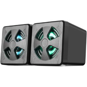 2pcs Portable Mini Gaming Speakers RGB Led Lights USB Powered Computer Loudspeakers for Desktop and Laptop HiFi Stereo Sound Individual Volume Control for Use