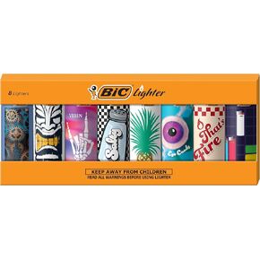 BIC Special Edition Stuped Series Lighters ، مجموعة من 8 ولاعات