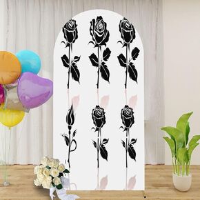 6FT Arch Backdrop Cover Flowers Leaves Watercolor Used as Greeting for Wedding Birthday Other Wedding Arch Cover Spandex Fitted Stretchy Backdrop Stand Covers for Wedding Birthday Party Decoration