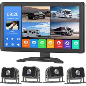 4 قناة 1080 بكسل نظام كاميرا احتياطية HD مع شاشة تعمل باللمس 10.2 بوصة ، وتسجيل/تشغيل DVR ، و Bluetooth ، و FM Radio & Media Player للشاحنات ، و Semis ، و RVs ، ومقطورات ، وشاحنات ، وسيارات الدفع الرباعي ، والسيارات