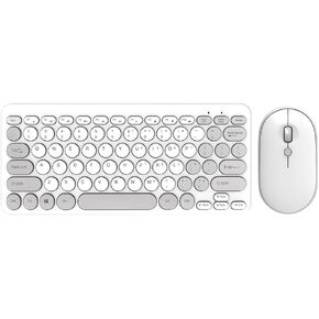 Creamy Wireless Keyboard and Mouse Combo - Compact 77 Keys, 2.4GHz for PC/Laptop(White)