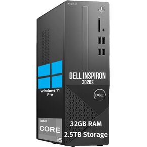 Dell Inspiron Small Form Small Computer لأعمال الأعمال والألعاب ، 13th Gen Intel 10-Core I5 ​​Tower PC ، 32GB RAM 1TB SSD+512GB PSSD ، Office Lifetime ، Windows 11 Pro ، Intel UHD Graphics 730 ، RJ-45 ، DisplayPort