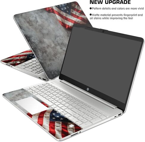 Laptop Skin Decal HP 15.6" - US Flag, Laptop Cover Sticker, No Cutting Required, No Bubble, Waterproof, Scratch Resistant - Including Wide Screen and Wrist Pad in Saudi Arabia