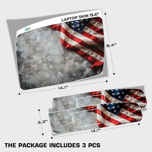 Laptop Skin Decal HP 15.6" - US Flag, Laptop Cover Sticker, No Cutting Required, No Bubble, Waterproof, Scratch Resistant - Including Wide Screen and Wrist Pad in Saudi Arabia