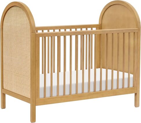 Babyletto Bondi Cane 3-in-1 Convertible Crib with Toddler Bed Conversion Kit in Honey with Natural Cane, Greenguard Gold Certified in Kuwait