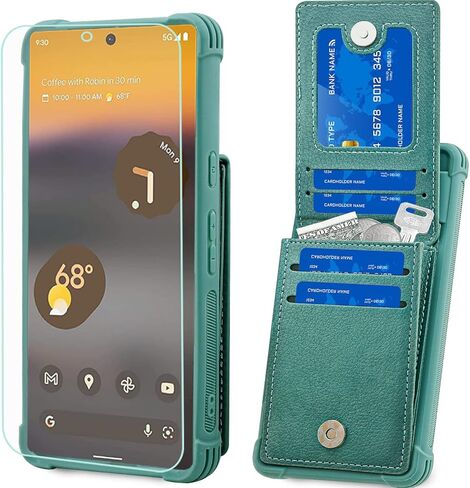VANAVAGY Compatible for Google Pixel 7 Wallet Case for Women and Men,Leather Magnetic Clasp Flip Folio Phone Cover with Credit Card Holder and Coin Pocket,Forest Green in Saudi Arabia
