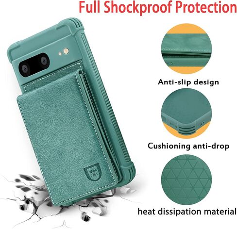 VANAVAGY Compatible for Google Pixel 7 Wallet Case for Women and Men,Leather Magnetic Clasp Flip Folio Phone Cover with Credit Card Holder and Coin Pocket,Forest Green in Saudi Arabia