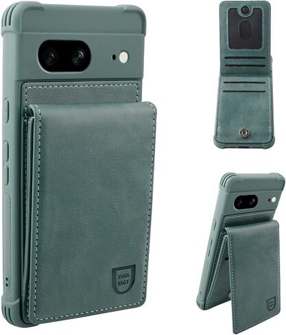 VANAVAGY Compatible for Google Pixel 7 Wallet Case for Women and Men,Leather Magnetic Clasp Flip Folio Phone Cover with Credit Card Holder and Coin Pocket,Forest Green in Saudi Arabia