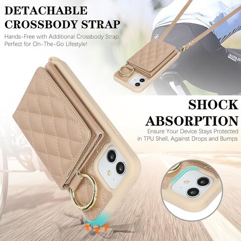 for iPhone 12 Pro Max Case with Card Holder and Strap, Black in Kuwait