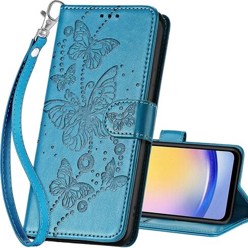 for Samsung Galaxy A26 5G Wallet case，Flip Folio Cover with Stand Feature for Women Men，PU Leather Phone Case Fit for Samsung Galaxy A26 5G [Blue-Butterfly] in Kuwait
