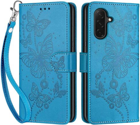 for Samsung Galaxy A26 5G Wallet case，Flip Folio Cover with Stand Feature for Women Men，PU Leather Phone Case Fit for Samsung Galaxy A26 5G [Blue-Butterfly] in Kuwait