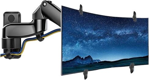 F150FP 2-7kg 75x75 100x100 Aluminum Gas Spring 360 Rotate tv Wall Bracket Dual arm 17"-27" LCD Monitor Stand Mount no Hole(Black) in Saudi Arabia