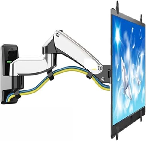 F150FP 2-7kg 75x75 100x100 Aluminum Gas Spring 360 Rotate tv Wall Bracket Dual arm 17"-27" LCD Monitor Stand Mount no Hole(Black) in Saudi Arabia