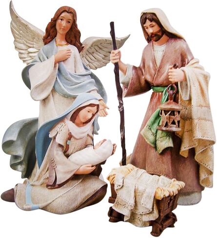 Avalon Gallery Nativity Sets for Christmas - Indoor Bethlehem Nights Nativity Scene, 4-Piece, Shepherd with Animals in Saudi Arabia