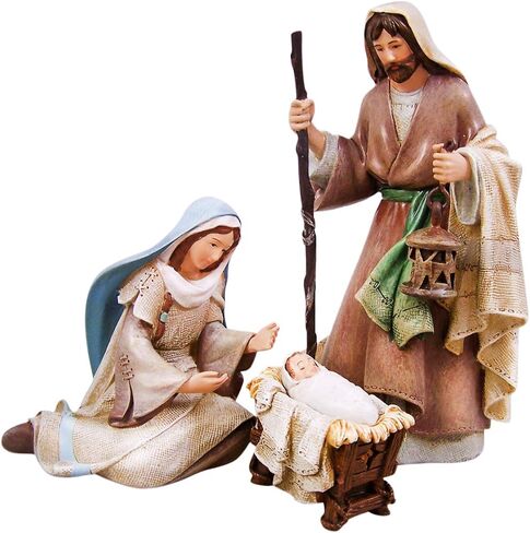 Avalon Gallery Nativity Sets for Christmas - Indoor Bethlehem Nights Nativity Scene, 4-Piece, Shepherd with Animals in Saudi Arabia