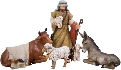 Avalon Gallery Nativity Sets for Christmas - Indoor Bethlehem Nights Nativity Scene, 4-Piece, Shepherd with Animals in Saudi Arabia