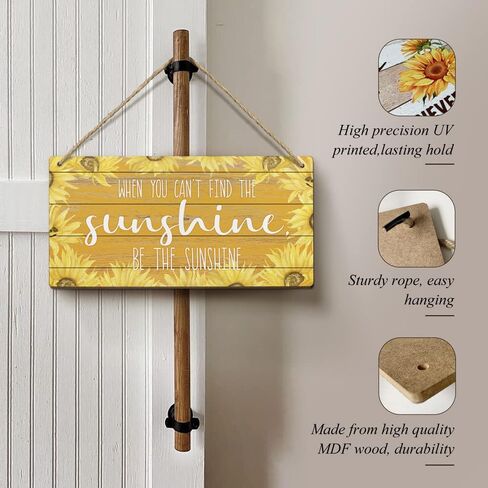 Heuhuww Don’t Worry Bee Happy Sign 6"x12"Spring Summer Signs for Front Door Wall Porch Home Room Decor,Inspirational Bee Gifts for Women Bees Lovers-Yellow in Kuwait