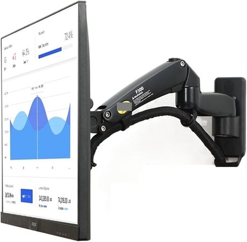 F300 F150 Gas Spring 24-35 Inch LED TV Wall Mount Monitor Holder Ergonomic Mount Arm Max. VESA 100 * 100mm Loading 3-12kgs(F300-Black) in Saudi Arabia