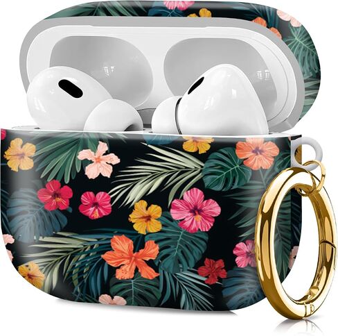 متوافق مع Airpod Pro 2nd/1st Generation Cover مع سلسلة مفاتيح ، علبة سماعات رأس لاسلكية مقاومة للوقاية من Airpod Pro 2023/2022/2019 (الزهور والنباتات) in Kuwait