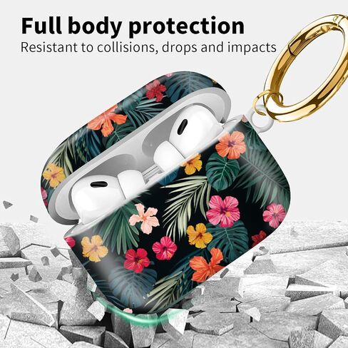 متوافق مع Airpod Pro 2nd/1st Generation Cover مع سلسلة مفاتيح ، علبة سماعات رأس لاسلكية مقاومة للوقاية من Airpod Pro 2023/2022/2019 (الزهور والنباتات) in Kuwait