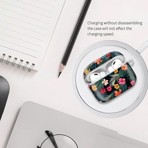 متوافق مع Airpod Pro 2nd/1st Generation Cover مع سلسلة مفاتيح ، علبة سماعات رأس لاسلكية مقاومة للوقاية من Airpod Pro 2023/2022/2019 (الزهور والنباتات) in Kuwait