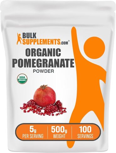 BULKSUPPLEMENTS.COM مسحوق الرمان العضوي - مكمل الرمان لدعم المناعة، مسحوق الرمان العضوي - عضوي، خالي من الغلوتين، وبدون إضافة سكر، 5 جرام لكل وجبة، 250 جرام (8.8 أونصة) in Kuwait