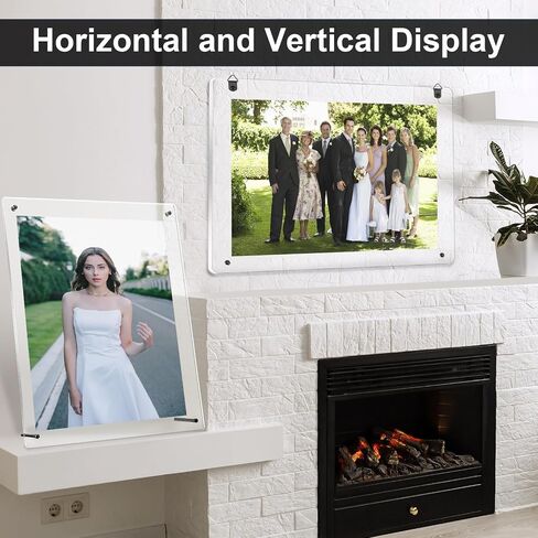 Thyle 8 Pcs Acrylic Photo Frame Floating Picture Frame Brackets 8.5 x 11 Inch Document Certificate Photo Frame Clear A4 Poster Frame Tabletop Desktop or Hanging Wall Mount Display Photography File in Saudi Arabia