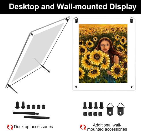 Thyle 8 Pcs Acrylic Photo Frame Floating Picture Frame Brackets 8.5 x 11 Inch Document Certificate Photo Frame Clear A4 Poster Frame Tabletop Desktop or Hanging Wall Mount Display Photography File in Saudi Arabia