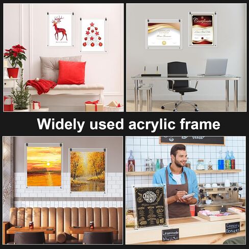 Thyle 8 Pcs Acrylic Photo Frame Floating Picture Frame Brackets 8.5 x 11 Inch Document Certificate Photo Frame Clear A4 Poster Frame Tabletop Desktop or Hanging Wall Mount Display Photography File in Saudi Arabia