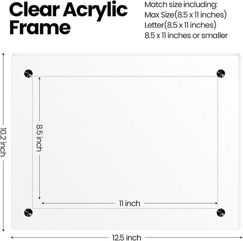 Thyle 8 Pcs Acrylic Photo Frame Floating Picture Frame Brackets 8.5 x 11 Inch Document Certificate Photo Frame Clear A4 Poster Frame Tabletop Desktop or Hanging Wall Mount Display Photography File in Kuwait