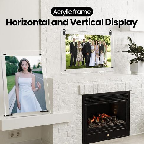 Thyle 8 Pcs Acrylic Photo Frame Floating Picture Frame Brackets 8.5 x 11 Inch Document Certificate Photo Frame Clear A4 Poster Frame Tabletop Desktop or Hanging Wall Mount Display Photography File in Kuwait